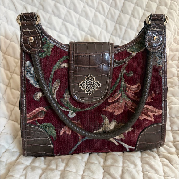 Rosetti Handbags - Elegant Floral Tapestry Bag with Brown Accents
